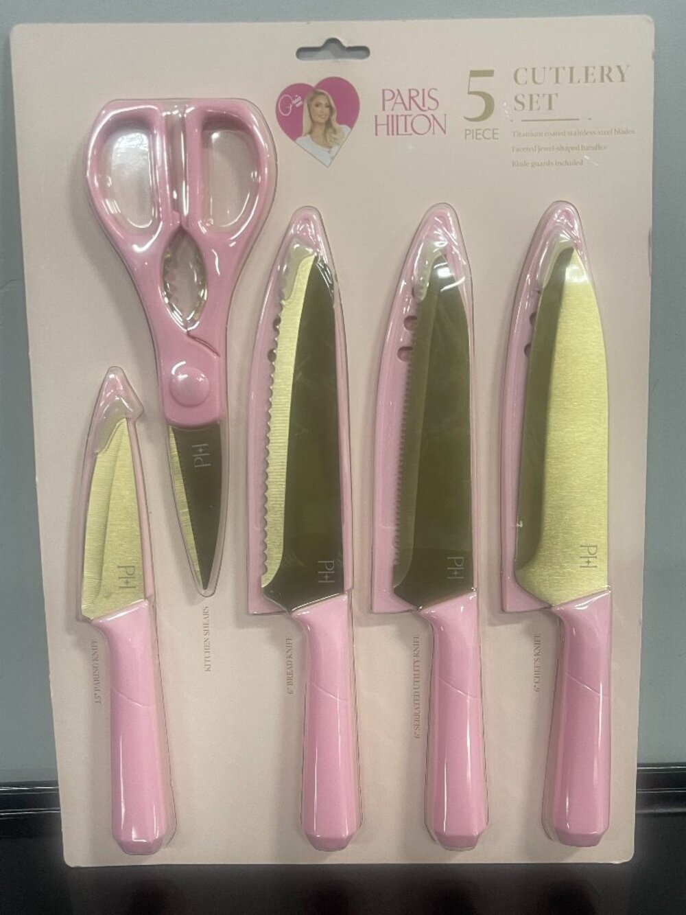 Paris Hilton Pink 5 Piece Cutlery Knife Set NIP